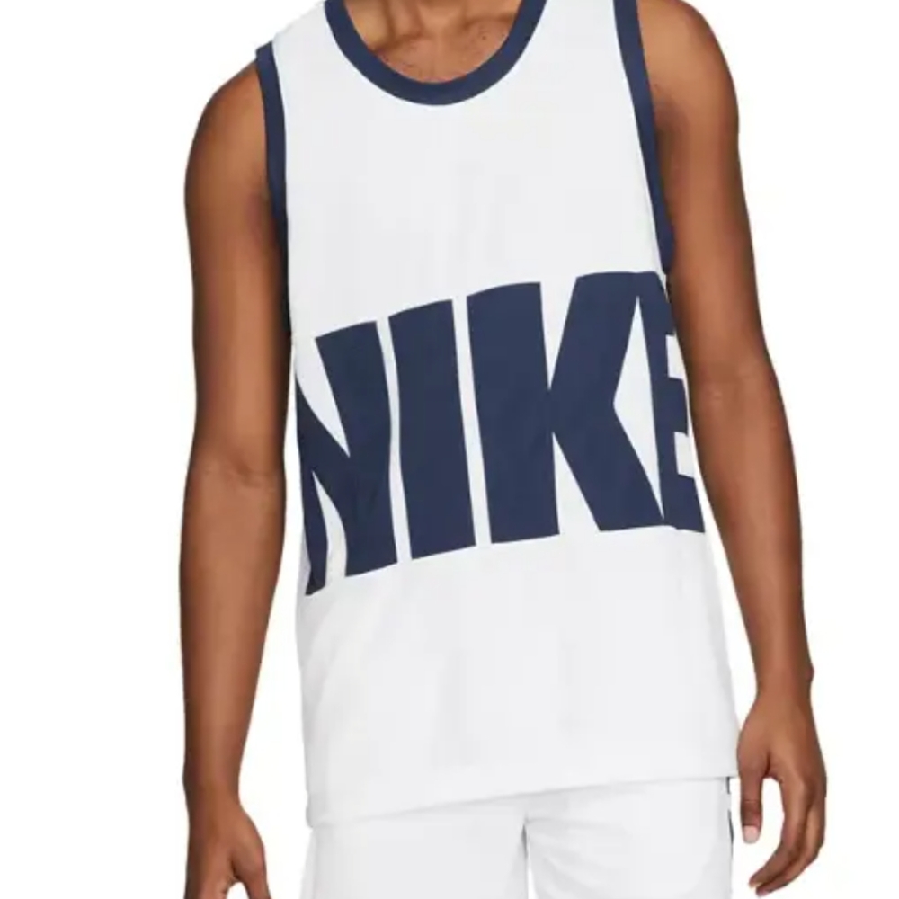 Men's Nike Dri Fit Graphic Print Logo Basketball Jersey Size S White Blue - Picture 4 of 5
